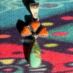 SOLD‼️❤️Orange Mojave Turquoise Sterling Heart Pendant